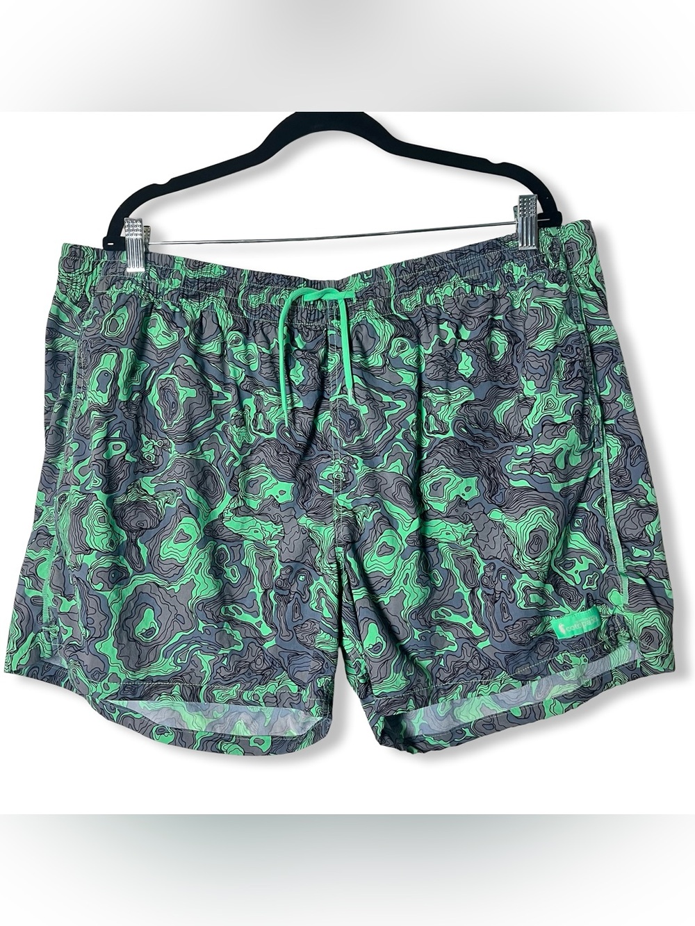 Cotopaxi Brinco Swim Trunks Tempest Parakeet‎ Topo Print Mens Shorts Sz. XXL